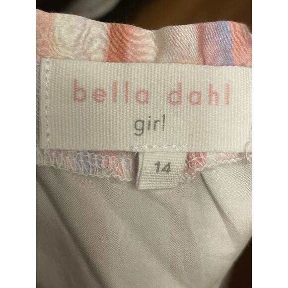 Bella Dahl Striped Satin Tank Top Blouse Girls Size 14 Ruffle‎ Pink Purple Flowy - Picture 4 of 5